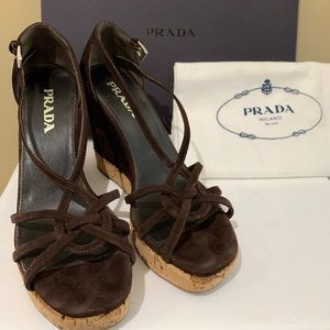 Prada Camoscio Wedge Sandal